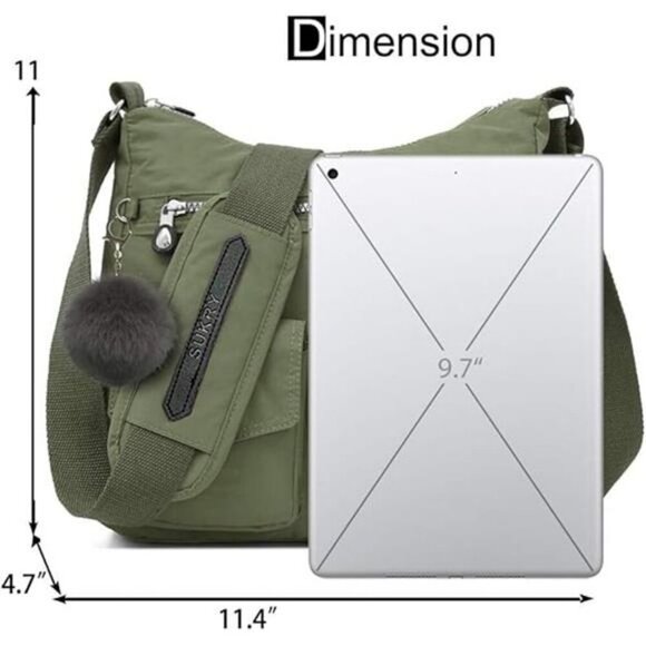 Waterproof Nylon Crossbody Bag with RFID Pocket Travel Shoulder Purse Tote - Picture 3 of 7